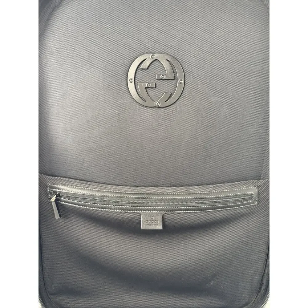 Gucci Interlocking G Hard Shell Rolling Carry-On Suitcase in Black